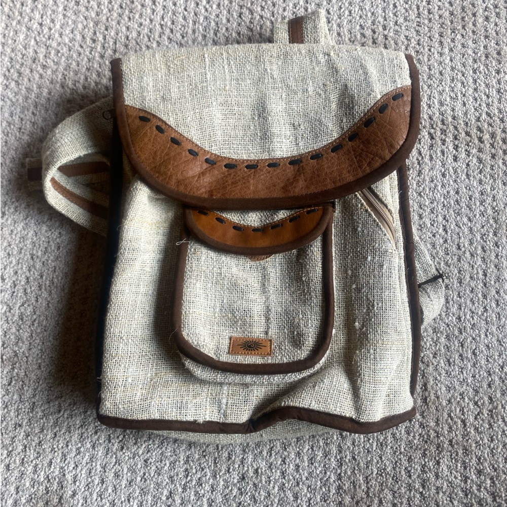 Stiff Burlap Backpack/Bookbag - image 1